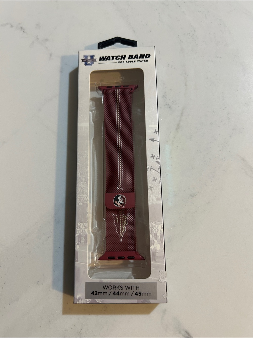 Maroon Milanese Loop Watch Band for Apple Watch with Florida State Emblem